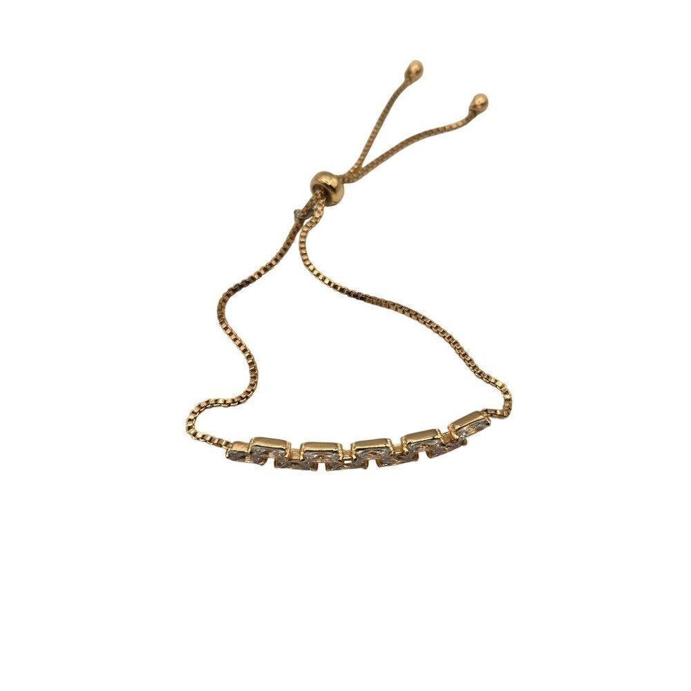 Rose Gold Adjustable Chain Bracelet Zirconia Stones Elegant Jewelry